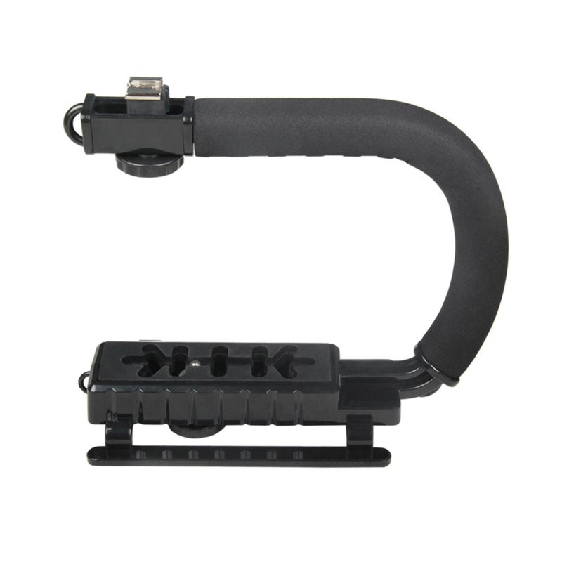 Handheld Camera Stabilizer: U Shape Black Magnesium Alloy - 4.4Lb Max Load, 1/4 Inch Screw Mount, Top Flash Shoe Mount for DSLR, Action Cam, Cell Phone Video Recording - Image 2