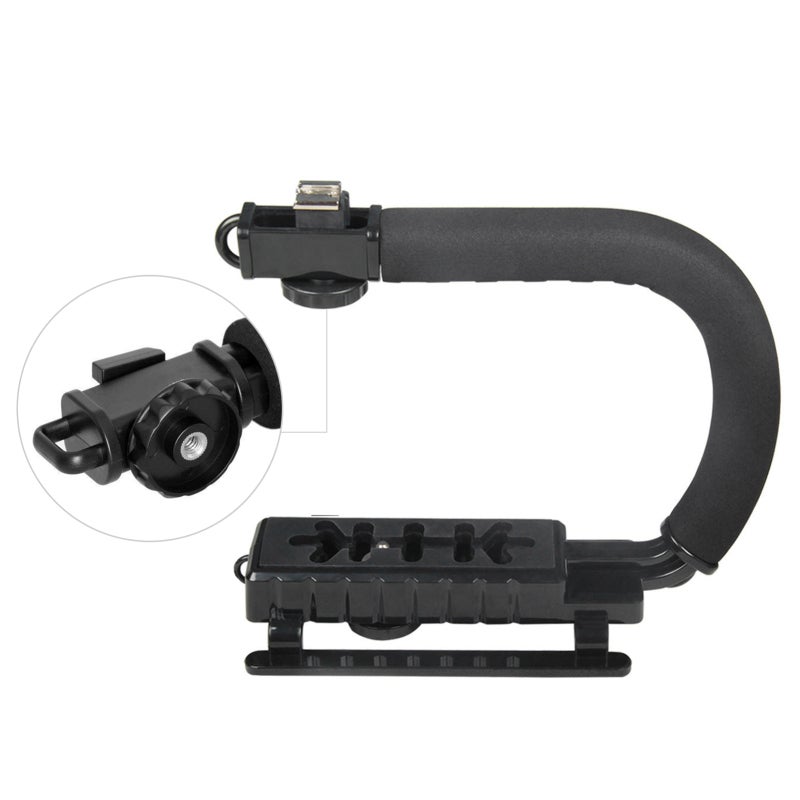 Handheld Camera Stabilizer: U Shape Black Magnesium Alloy - 4.4Lb Max Load, 1/4 Inch Screw Mount, Top Flash Shoe Mount for DSLR, Action Cam, Cell Phone Video Recording - Image 5