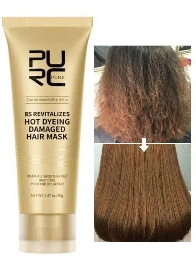PURC 70g 8S Revitalizes Hot Dyeing Damaged Hair Mask Keratin Damaged Hair Repair Mask Hair Treatment Masks Intensive Repair Hair Treatment Mask with Keratin Protein for Hair Repair and Nourishment - Image 1
