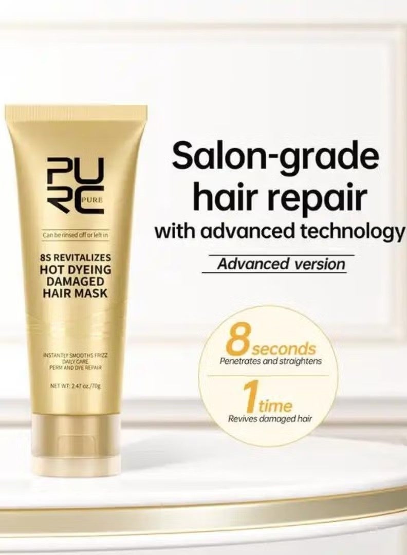PURC 70g 8S Revitalizes Hot Dyeing Damaged Hair Mask Keratin Damaged Hair Repair Mask Hair Treatment Masks Intensive Repair Hair Treatment Mask with Keratin Protein for Hair Repair and Nourishment - Image 2