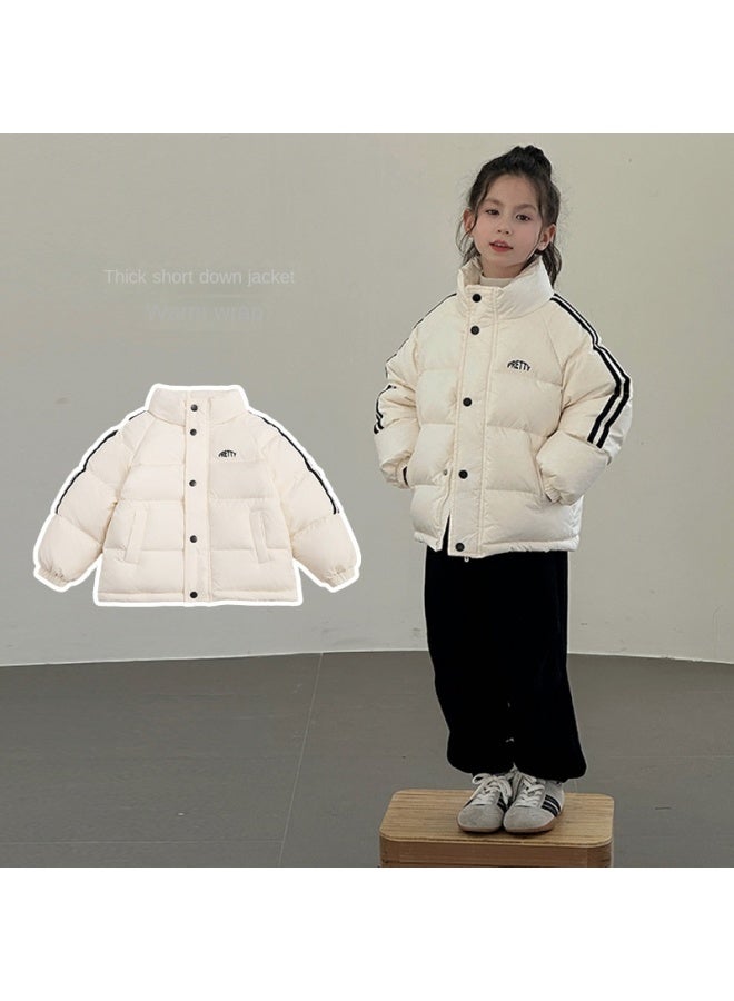 Autumn Winter New Men Women Children Kids Big Kids Thick Warm White Duck Down Stand Collar Short Down Jacket