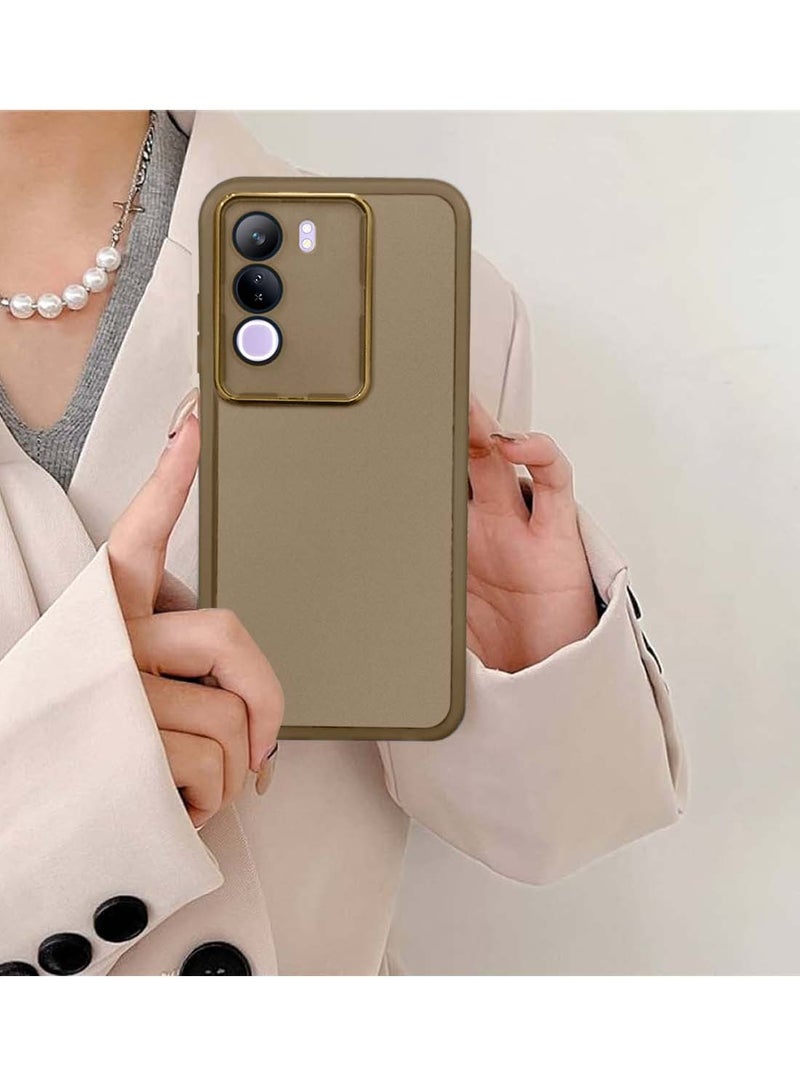 دبليو تيك vivo V40 Lite (IDN) 5G 2024 ناعم شفاف TPU سيليكون هاتف رفيع للغاية أنيق مطلي بالكهرباء غطاء العلبة الخلفي للكاميرا - بني - Image 4