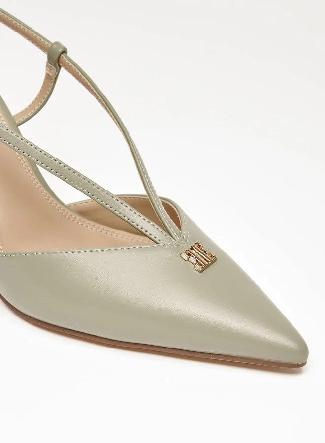 ايل Women's Solid Slingback Shoes with Stiletto Heels and Buckle Closure