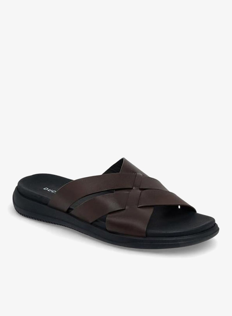 DUCHINI Men Leather Cross Strap Sandals - Image 3