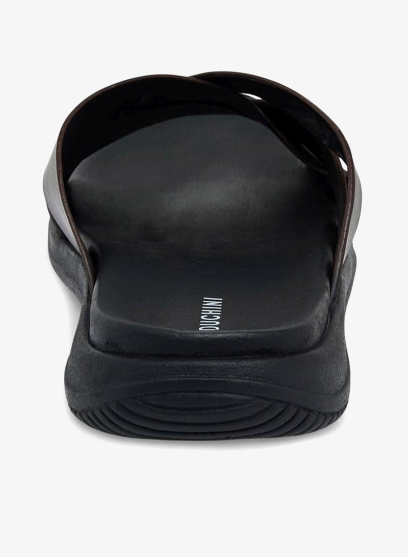 DUCHINI Men Leather Cross Strap Sandals - Image 5