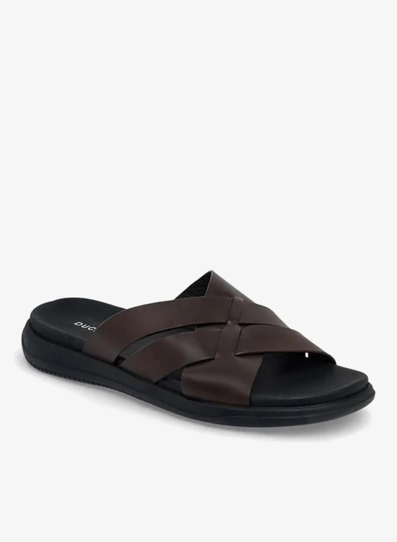 DUCHINI BROWN Men Leather Cross Strap Sandals for Men | Best Price UAE