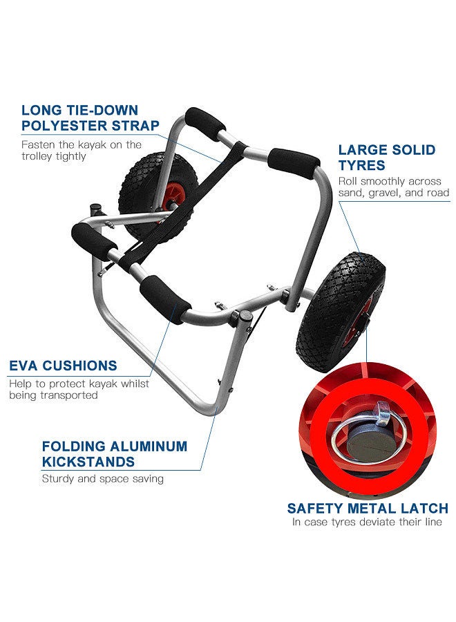 Generic 80KG Loading Capacity Foldable Kayak Trolley Energy-saving Two-wheeled Carrier Cart - Image 5