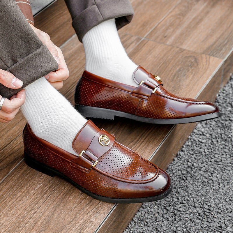 Men'S Shoes, Large Size Men'S Breathable Leather Shoes, Men'S Style Slip-On Loafers, Business Casual Shoes - Image 3