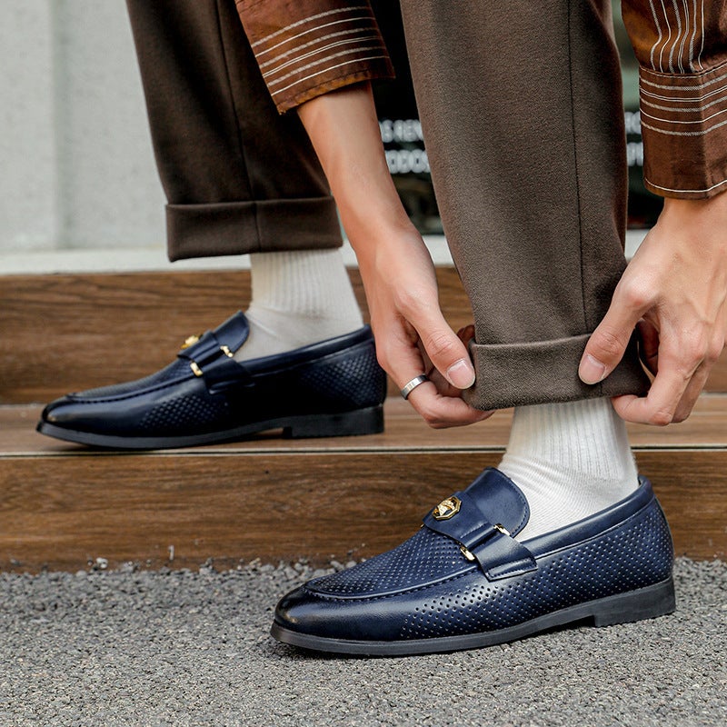 Men'S Shoes, Large Size Men'S Breathable Leather Shoes, Men'S Style Slip-On Loafers, Business Casual Shoes - Image 5