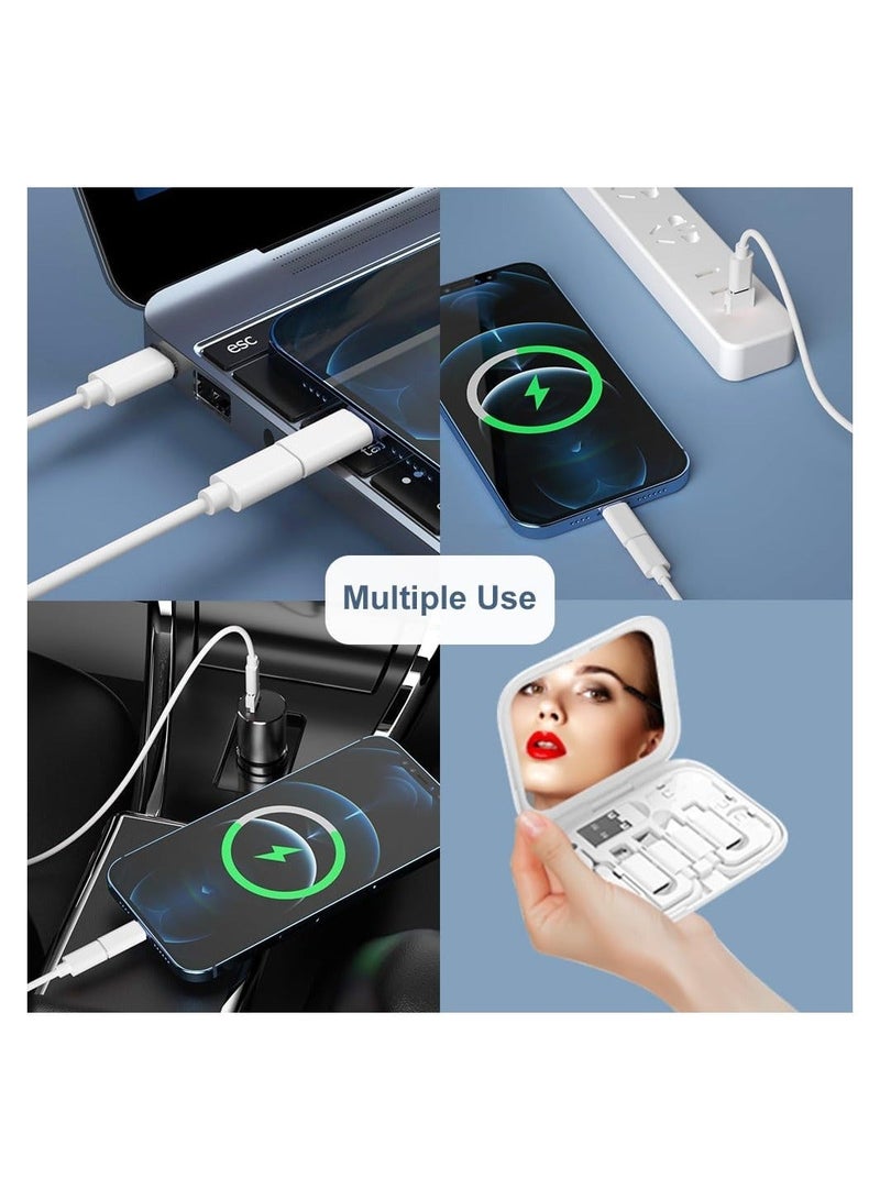 USB C Adapter OTG Kit Multi Charging Cable Case Convertor USB C to iOS Device Type C Micro Adapter Data Transfer Contains Card Slot for Traveling Use as Phone Holder Contains Makeup Mirror - Image 2
