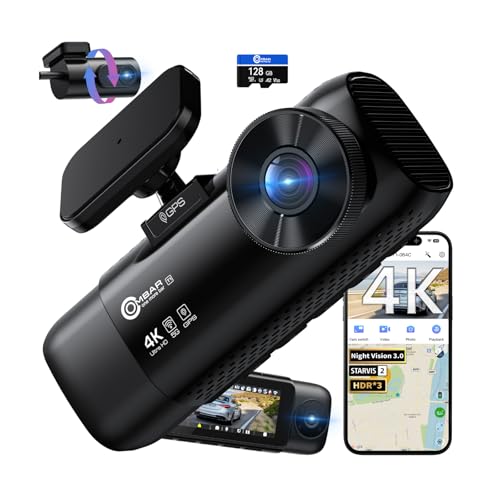 OMBAR T1 4K 3 Channel Dash Cam, STARVIS 2 IMX678 Sensors, Free 128GB Card, 2025 New Full Color HDR Night Vision, 4K+1080P+1080P Triple Car Camera,5G WiFi, 24H Parking Mode, Support 512GB Max - Image 1