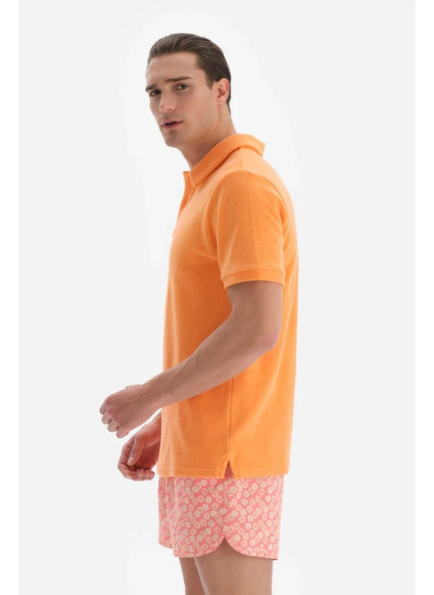 داجي Salmon Towel Polo Neck T-Shirt