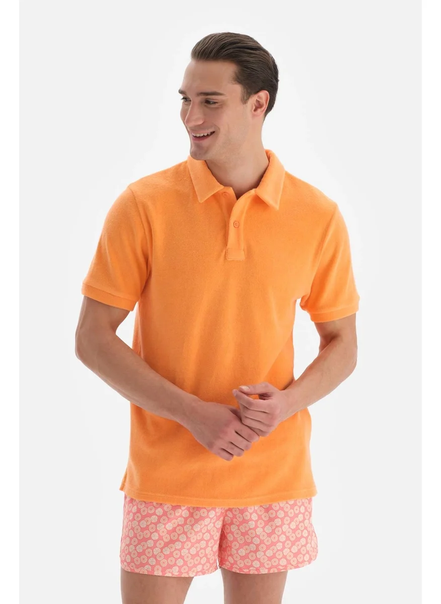 داجي Salmon Towel Polo Neck T-Shirt
