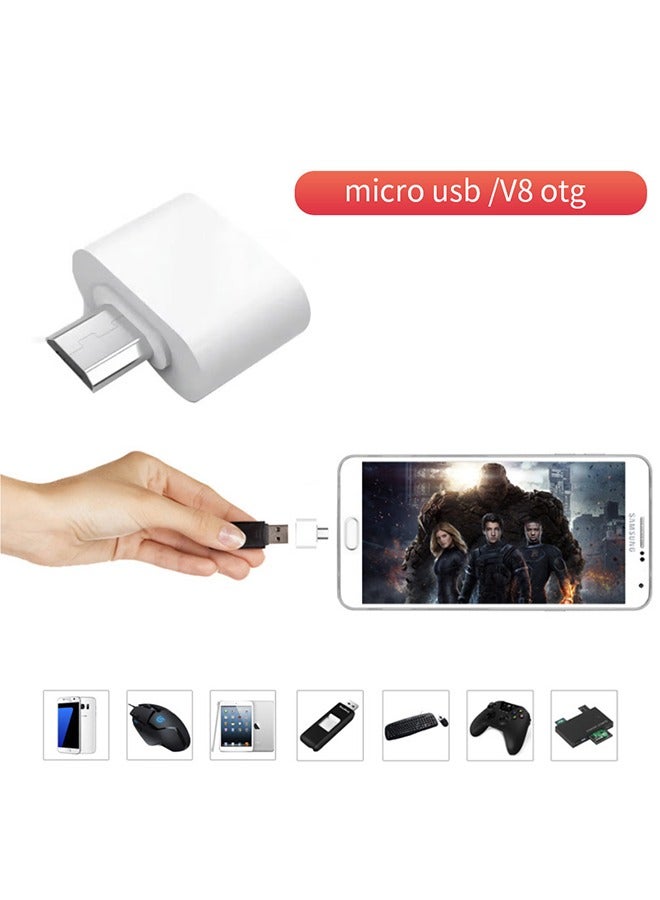 Mini OTG Data Converter V8 Converter USB 2.0 to Micro USB Adapter for Android Phones (White) - Image 1