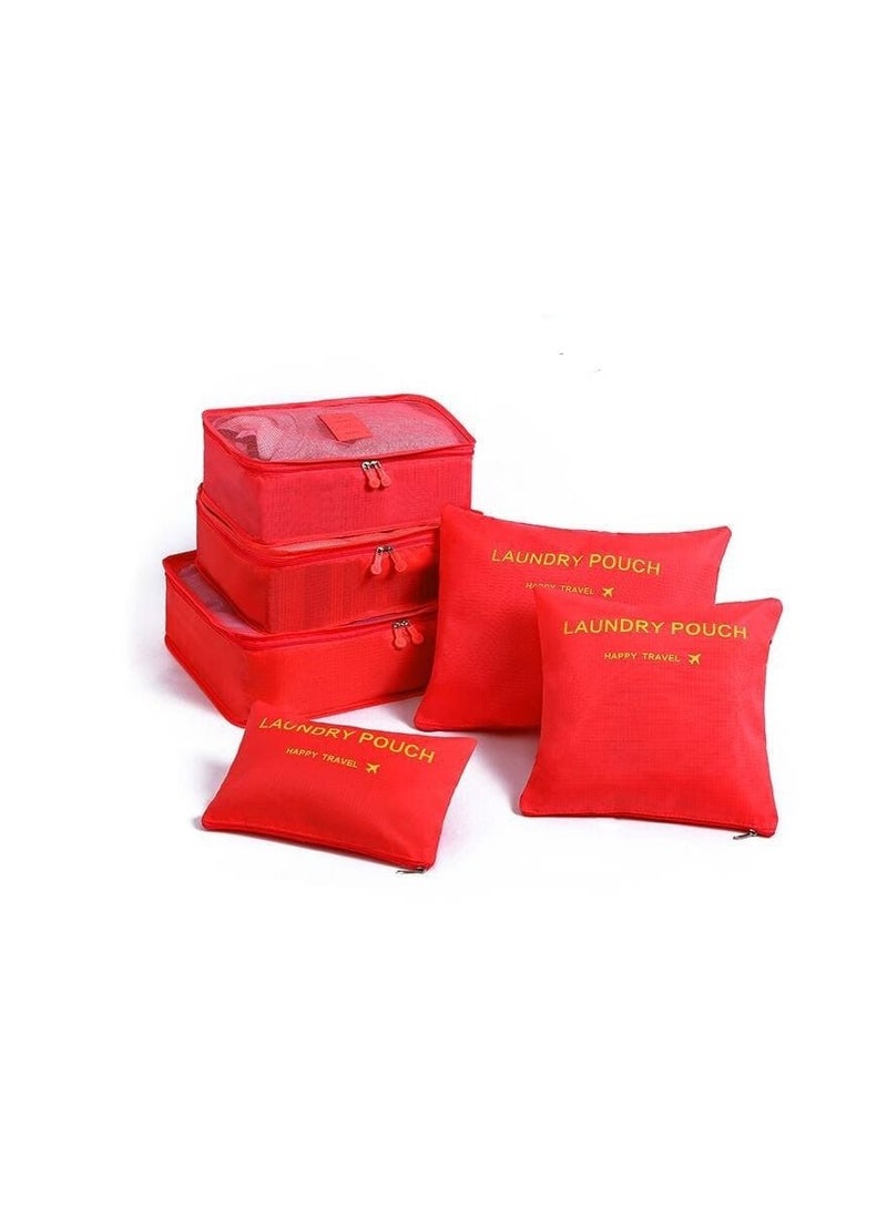 BP 6-Piece Packing Cubes Luggage Bags Red  - Image 1
