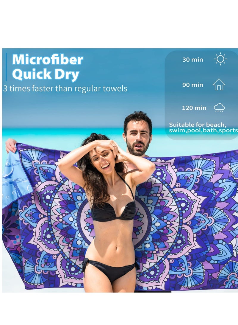 Excefore Sand Free Beach Towel, Large Lightweight Towels, Microfiber Quick Dry, Super Absorbent Beach Towel, Suitable for Swimming, Camping, Holiday - Image 4