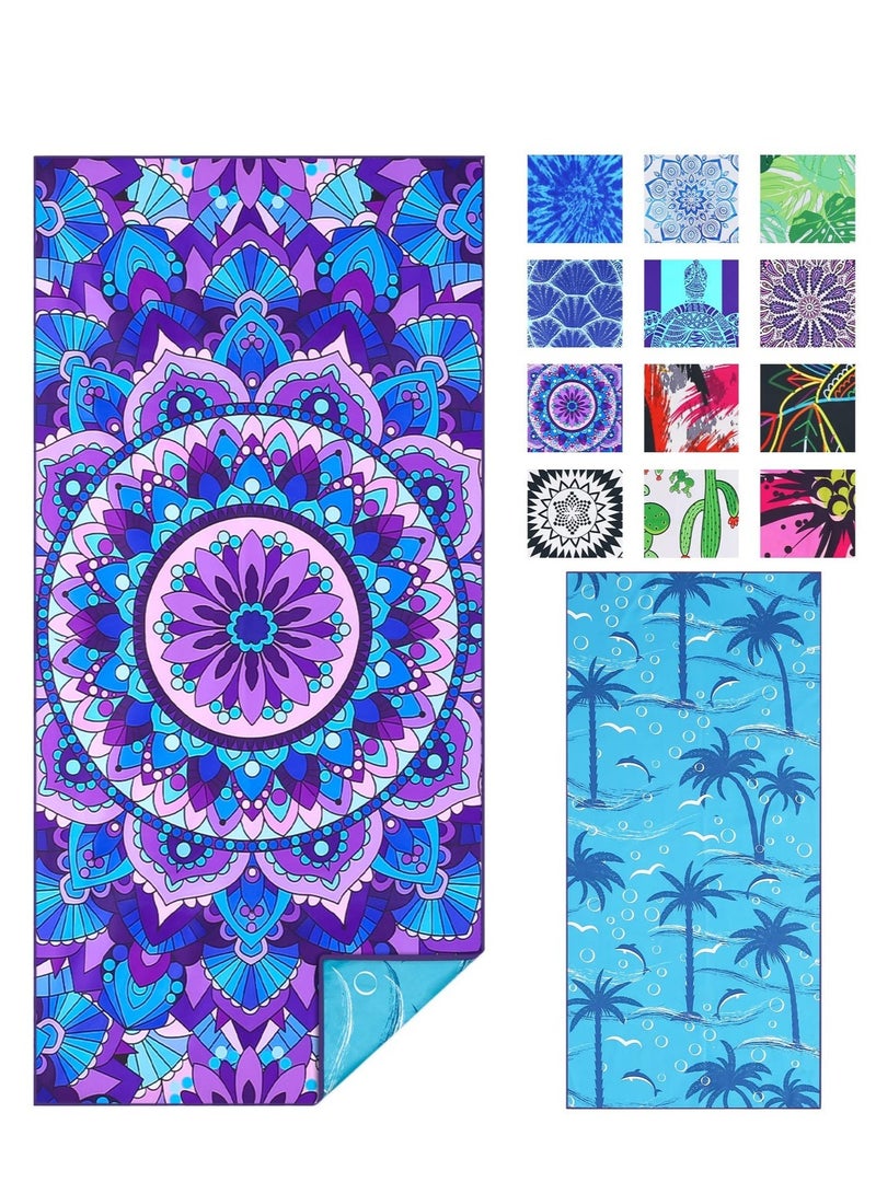 Excefore Sand Free Beach Towel, Large Lightweight Towels, Microfiber Quick Dry, Super Absorbent Beach Towel, Suitable for Swimming, Camping, Holiday - Image 1
