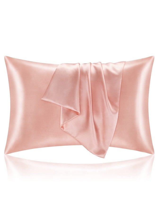 BEDELITE Satin Pillowcase for Hair and Skin, Super Soft and Cooling Similar to Silk Pillow Cases 2 Pack with Envelope Closure, Gift for Women Men(20"x26" Standard Size, Coral) - Image 1