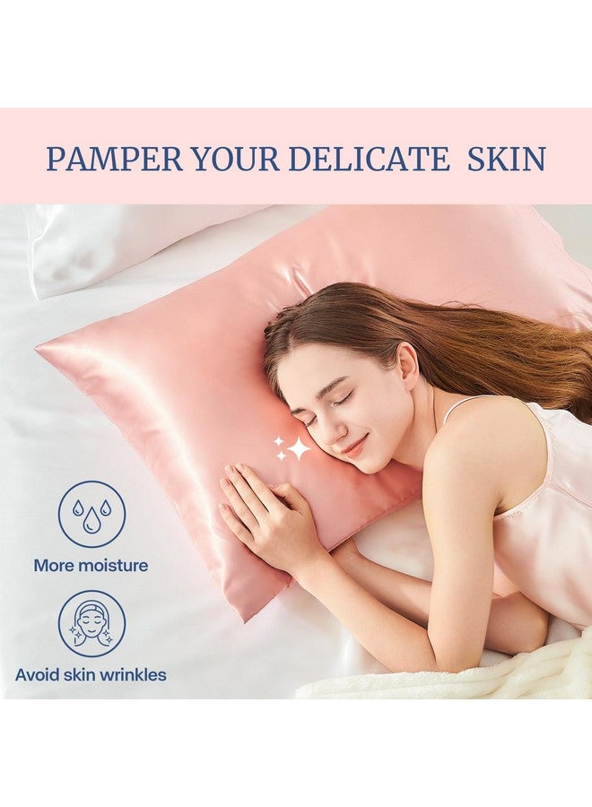 BEDELITE Satin Pillowcase for Hair and Skin, Super Soft and Cooling Similar to Silk Pillow Cases 2 Pack with Envelope Closure, Gift for Women Men(20"x26" Standard Size, Coral) - Image 3