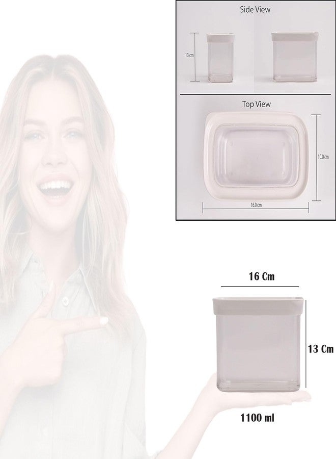 StacPro Airtight Kitchen Containers Pack of 1, 1100ML | BPA Free Stackable Jar, Modular Storage, Pantry Organiser, Fridge & Dishwasher Safe, Stain Resistant, Clear & Transparent lid (White) - Image 2