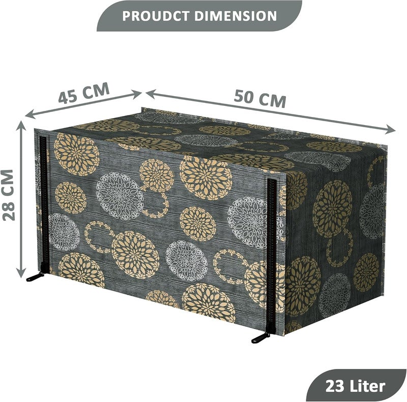 Kuber Industries 23L PVC Dustproof & Spill Resistant Microwave Cover with Ventillation Mesh | Durable Convection & Oven OTG Covers/Accessories for Home Decor | Multi Floral-Black&Silver Local market compliant trusted quality - Image 3