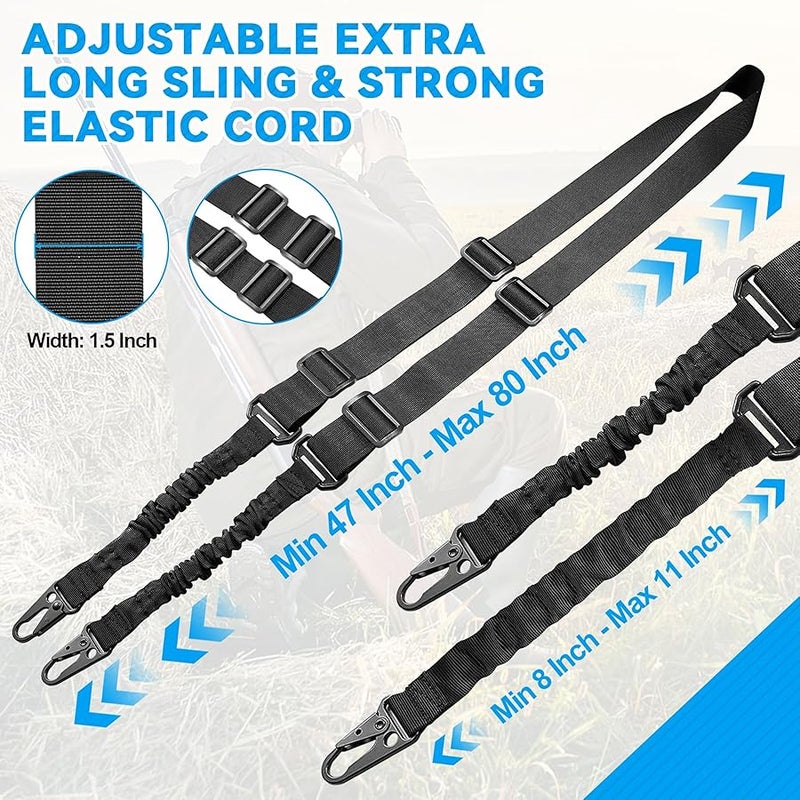 REERON Two Point Traditional Sling with Mounts - Adjustable Extra Long Two Point Traditional Sling with 2 Pack 1.25 QD Sling Rail Swivel Mounts for M-Rails - Image 4