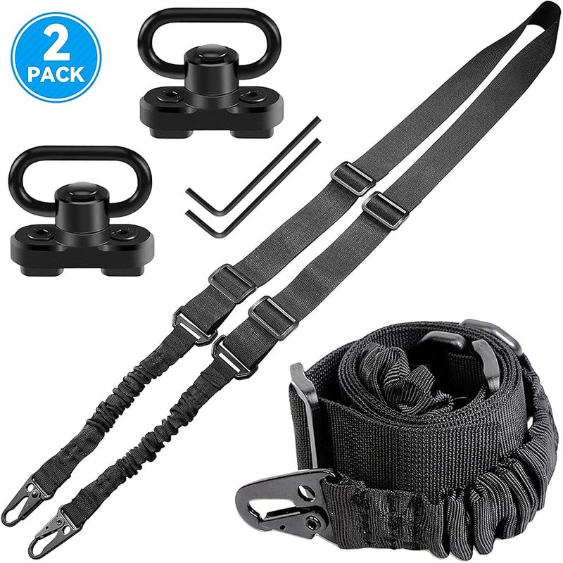 REERON Two Point Traditional Sling with Mounts - Adjustable Extra Long Two Point Traditional Sling with 2 Pack 1.25 QD Sling Rail Swivel Mounts for M-Rails - Image 2