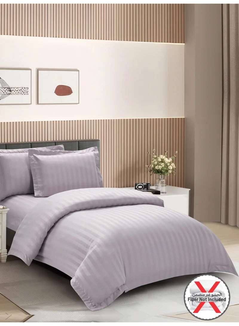 Donetella Hotel Striped Duvet Cover Set, Fits 160x200 cm Size Bed, 4-Pcs Queen Size Bedding Set, Brushed Microfiber Fabric, (Filler Not Included).
