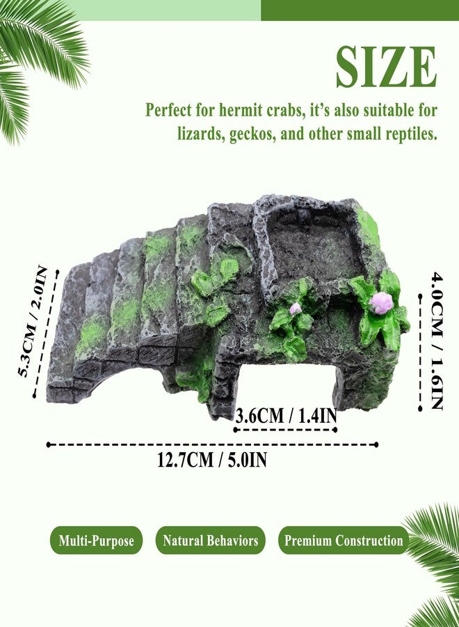 Niuohoy Hermit Crab Climbing Toy with Ramp Resin Food and Water Dish for Crabs, Lizards & Small Reptiles Hermit Crabs Tank Accessories Decor (Grey, 5 x 2 x 1.6 Inch) - Image 2