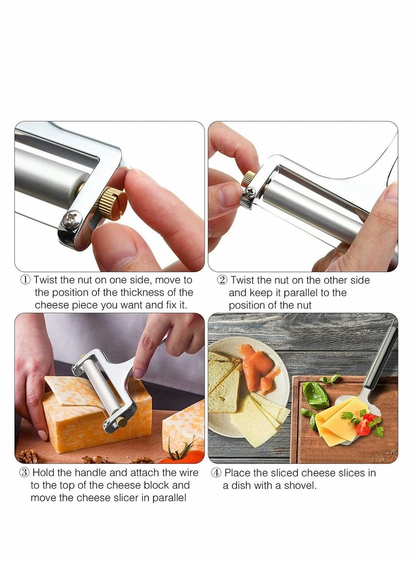 Luckam 2 Pieces of Stainless Steel Cheese Spatula and 1 Piece of Cheese Planer Slicer Special Knife for Household Cheese Flat Cheese Slicer for Soft Semi Hard and Hard Cheese Perfect Cooking Tool - Image 5