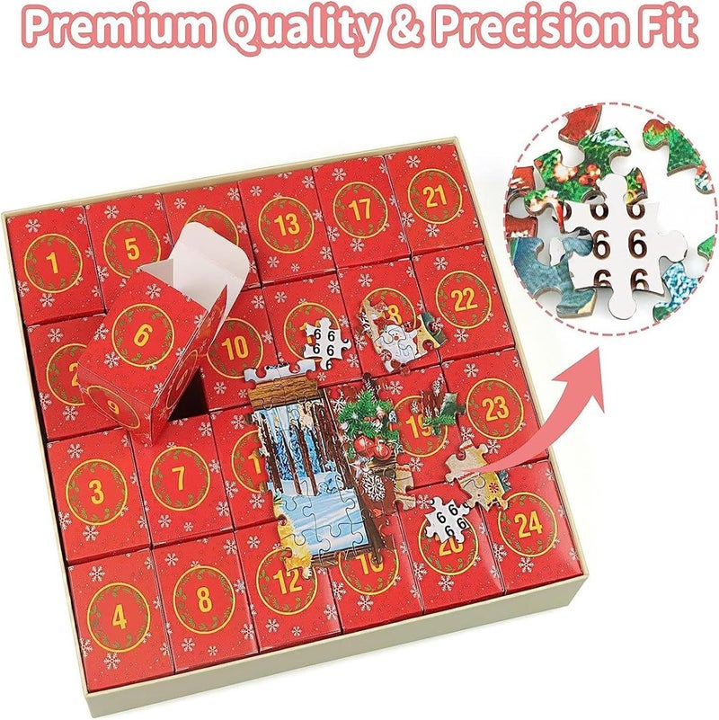 klarako Advent Calendar 2023, Puzzle Advent Calendar, Christmas Scene 24 Days Jigsaw Puzzles Countdown Calendars for Kids, Boys, Girls, Over 1000 Pieces Puzzle Advent Calendar 2023 Adult, Xmas Gift (A) - Image 3