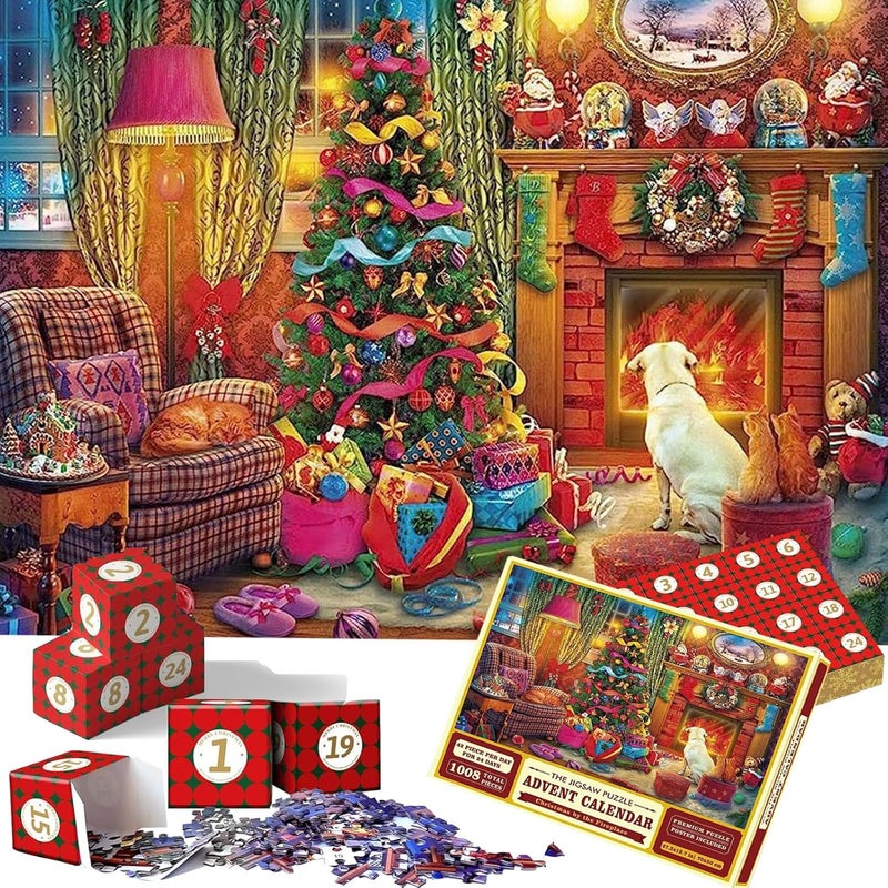 klarako Advent Calendar 2023, Puzzle Advent Calendar, Christmas Scene 24 Days Jigsaw Puzzles Countdown Calendars for Kids, Boys, Girls, Over 1000 Pieces Puzzle Advent Calendar 2023 Adult, Xmas Gift (A) - Image 1