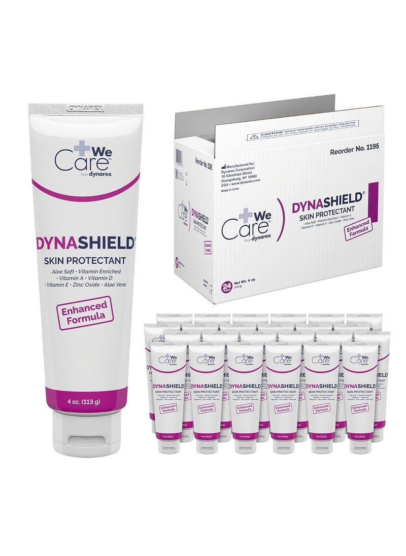 Dynarex Dynarex DynaShield Skin Protectant Barrier Cream - Zinc Oxide Cream with Vitamins A, D, E, Aloe Vera - Protective Ointment, Helps Moisturize Dry Skin - 4oz Tube, 24 Per Case 