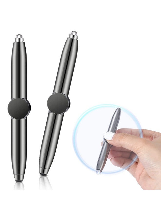 Chinco 2 Pieces Fidget Pen Spinning Pen With Led Light Multi Functional Help Thinking Ballpoint Gift Pen For Adults Students Teenage(Gray) - Image 1