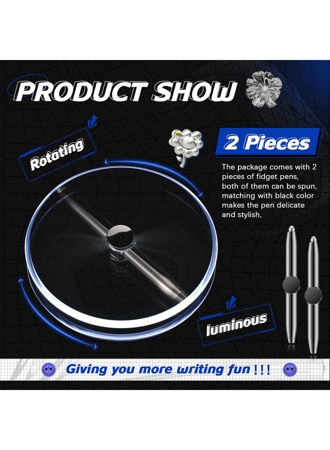 Chinco 2 Pieces Fidget Pen Spinning Pen With Led Light Multi Functional Help Thinking Ballpoint Gift Pen For Adults Students Teenage(Gray) - Image 4