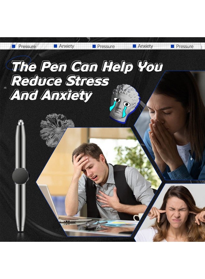 Chinco 2 Pieces Fidget Pen Spinning Pen With Led Light Multi Functional Help Thinking Ballpoint Gift Pen For Adults Students Teenage(Gray) - Image 5