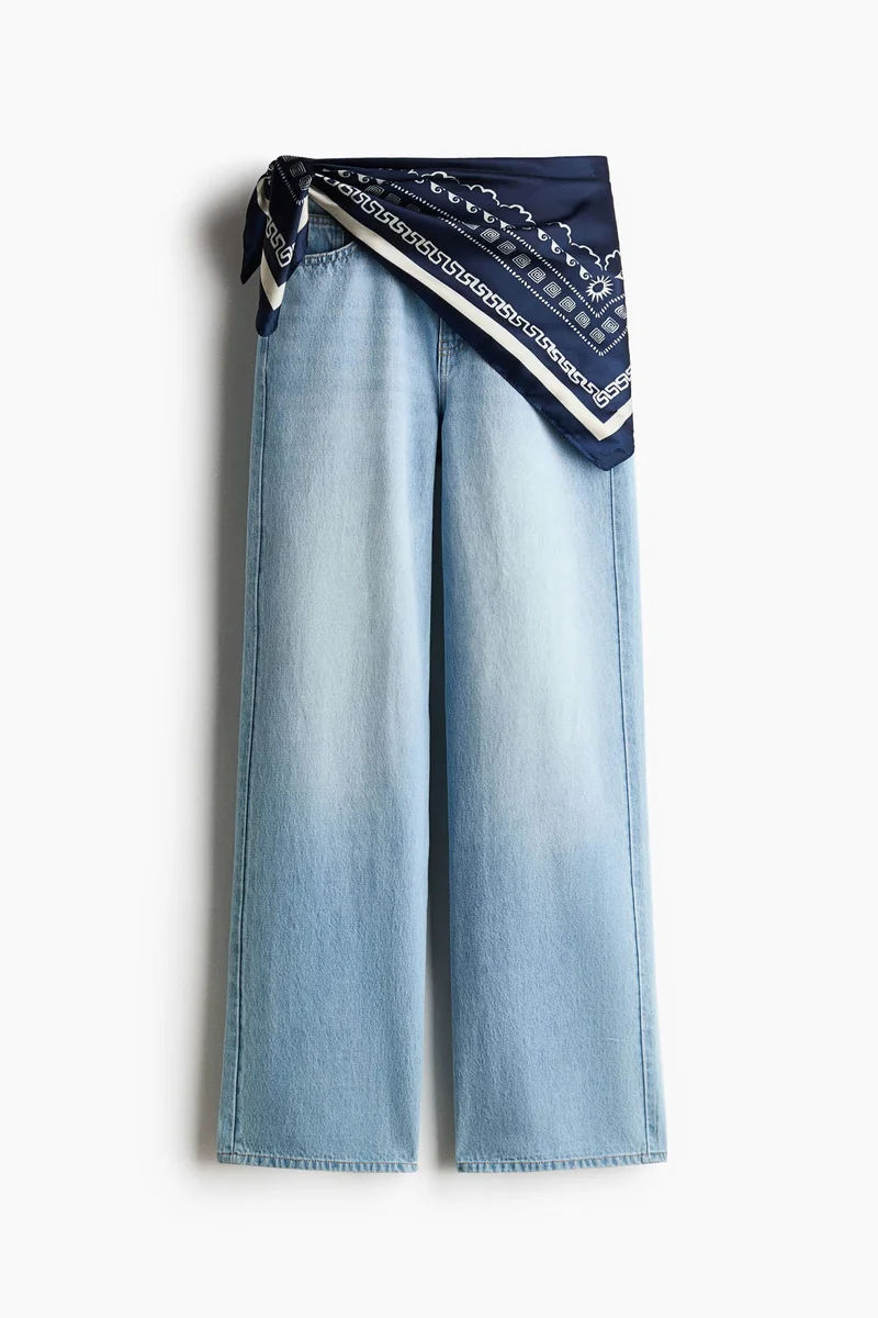 H&M Straight High Waist Scarf-detail jeans