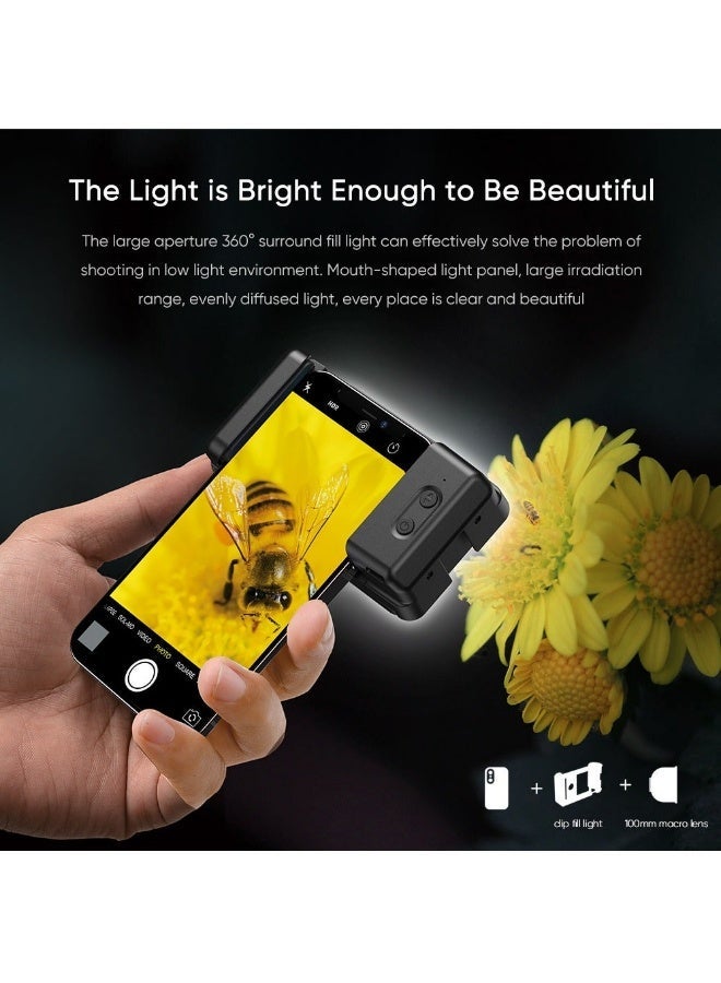 آبيكسل عدسة ماكرو 4K HD جديدة مُحسَّنة بطول بؤري 100 مم مع مصباح إضاءة LED مُكمِّل، ومشبك عالمي للعدسات الميكروية لجميع هواتف سامسونج - Image 5