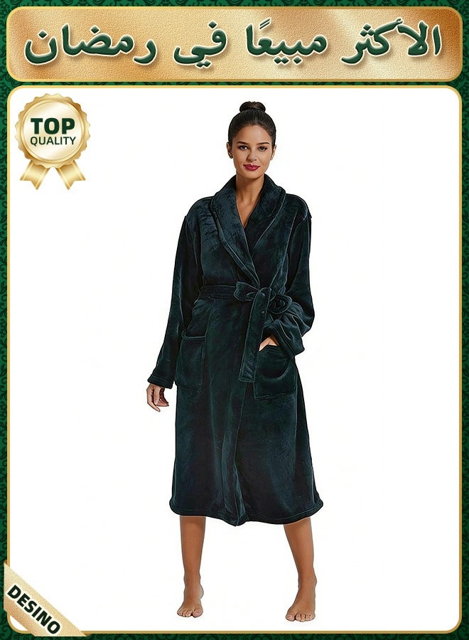 DESINO Unisex Bathrobes, Premium Bathrobes, Soft Flannel Long Bathrobes, Thick Robes For Men And Women, Pajamas, Home Shawl Robes, Spa Bathrobes - Image 1