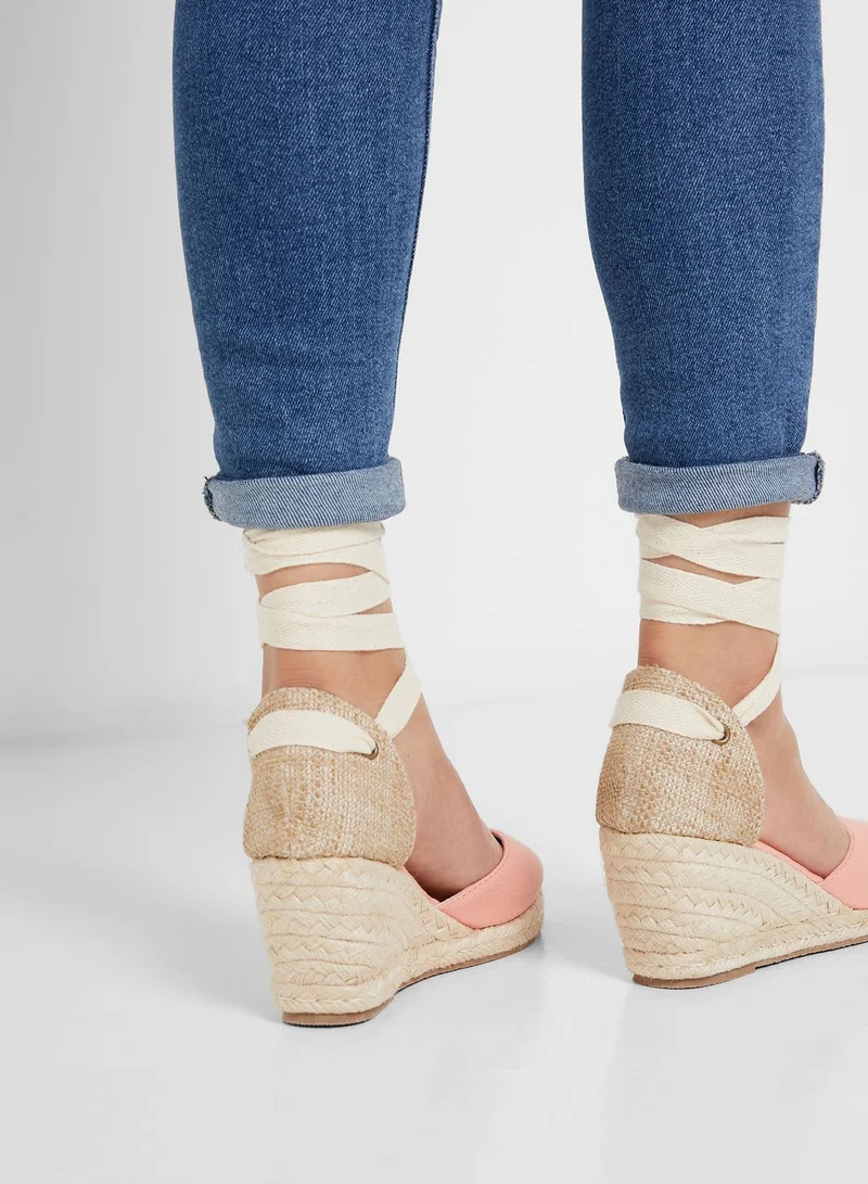 ELLA Closed Toe Lace Up Wedge Sandal