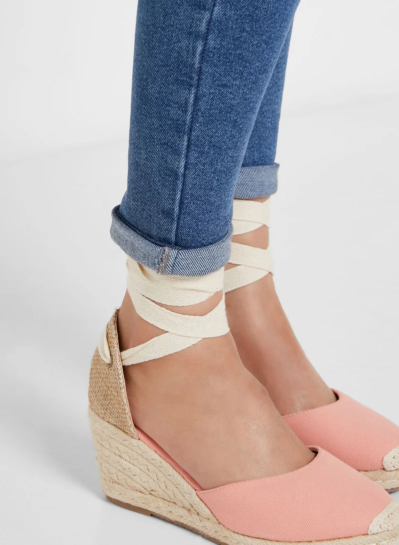 ELLA Closed Toe Lace Up Wedge Sandal
