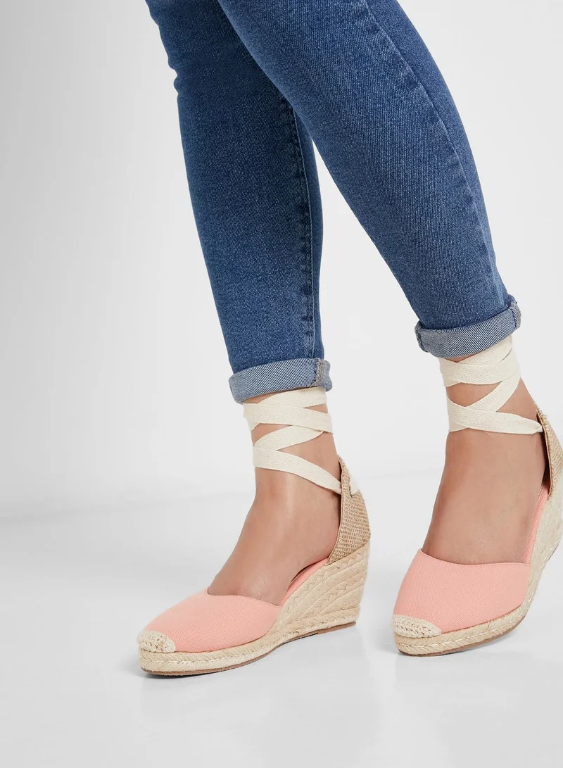 ELLA Closed Toe Lace Up Wedge Sandal