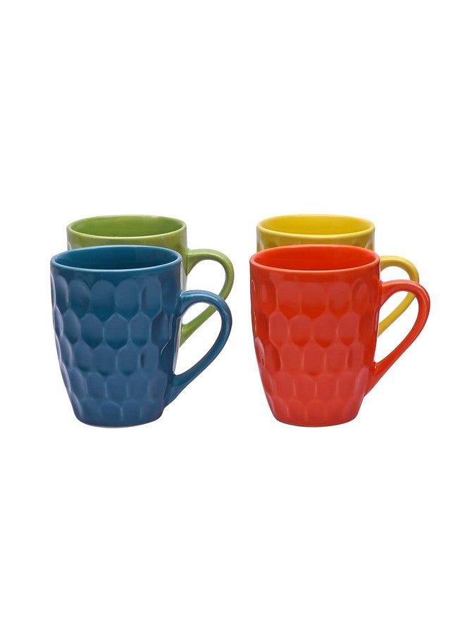 Anwaliya Crystal Ceramic Coffee Mug Set of 4 (280ml) Handcrafted Design Tea Cups Stackable, Chip Resistant, Large Serving Green Tea Cups, Fortuna (Color May Vary) - Image 1