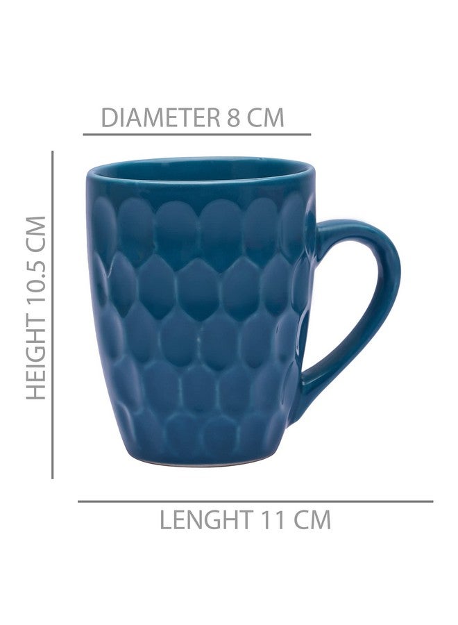 Anwaliya Crystal Ceramic Coffee Mug Set of 4 (280ml) Handcrafted Design Tea Cups Stackable, Chip Resistant, Large Serving Green Tea Cups, Fortuna (Color May Vary) - Image 4