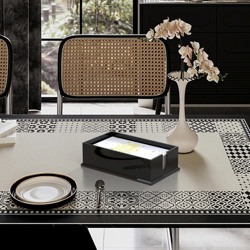 PITBVO Napkin Holder for Table, Acrylic Napkin Paper Towel Holder for Kitchen, Clear Acrylic Guest Towel Holder Tray for Bathroom, Cocktail Napkin Holder for Dinner (Rectangle Black 0.16+0.31in Thickness) - Image 2