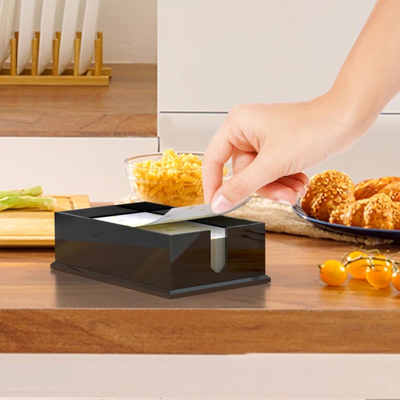 PITBVO Napkin Holder for Table, Acrylic Napkin Paper Towel Holder for Kitchen, Clear Acrylic Guest Towel Holder Tray for Bathroom, Cocktail Napkin Holder for Dinner (Rectangle Black 0.16+0.31in Thickness) - Image 3
