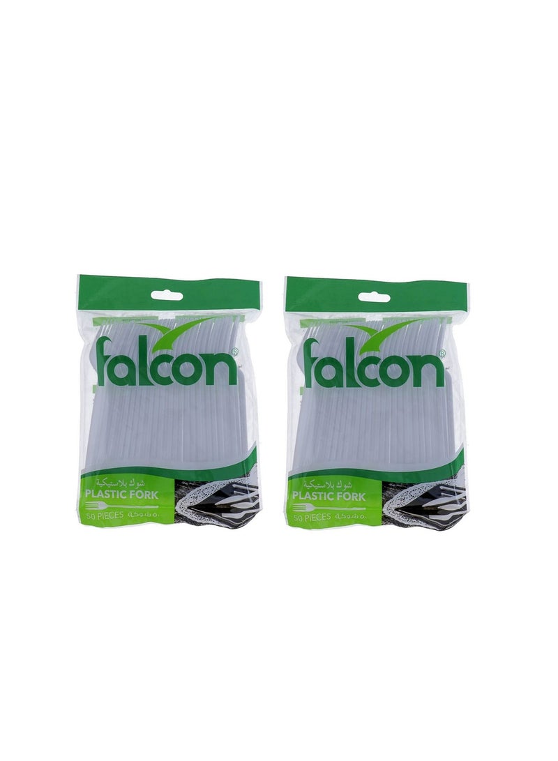 Falconpack Falcon White Plastic Fork (2Pack x 50 Pieces) - Image 1