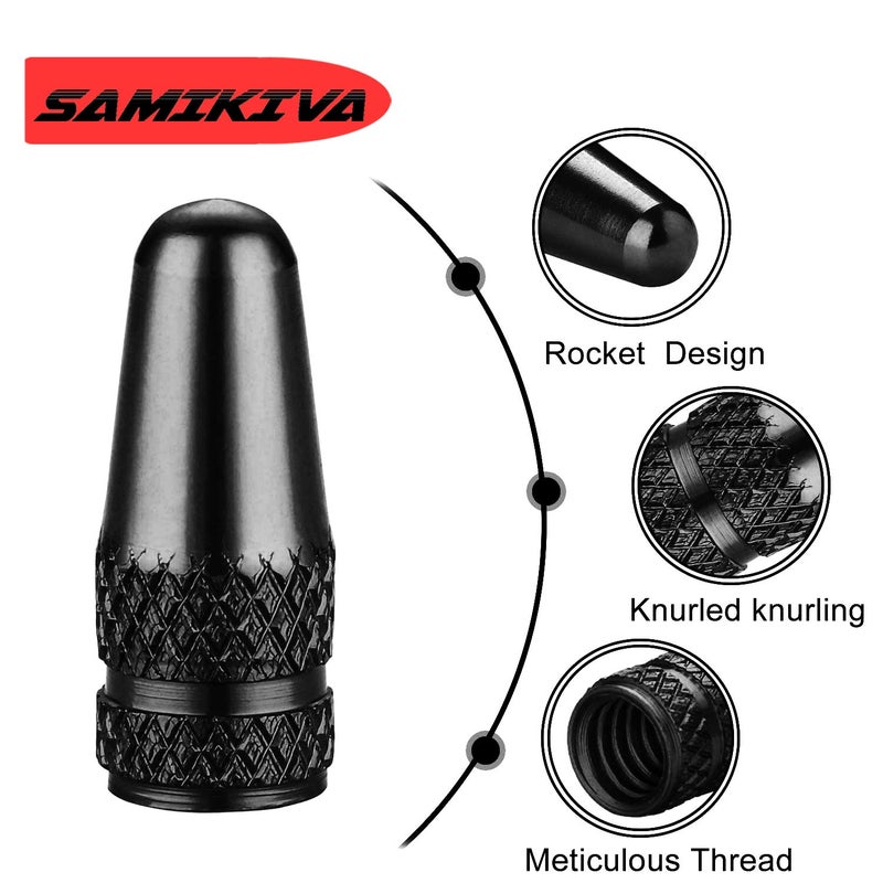 Samikiva (10 عبوات) أغطية جذعية صمام بريستا من الألومنيوم المؤكسد من الكروم تستخدم على أغطية غبار صمامات بريستا الفرنسية لطراز صاروخ دراجة سباق الطرق Mtb (أسود (10 عبوات)) - Image 2