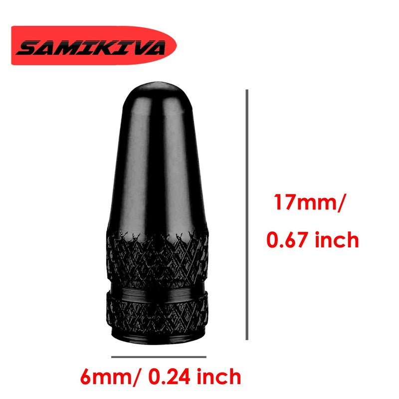 Samikiva (10 عبوات) أغطية جذعية صمام بريستا من الألومنيوم المؤكسد من الكروم تستخدم على أغطية غبار صمامات بريستا الفرنسية لطراز صاروخ دراجة سباق الطرق Mtb (أسود (10 عبوات)) - Image 4