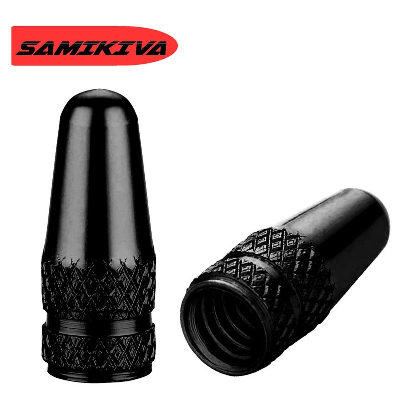 Samikiva (10 عبوات) أغطية جذعية صمام بريستا من الألومنيوم المؤكسد من الكروم تستخدم على أغطية غبار صمامات بريستا الفرنسية لطراز صاروخ دراجة سباق الطرق Mtb (أسود (10 عبوات)) - Image 5